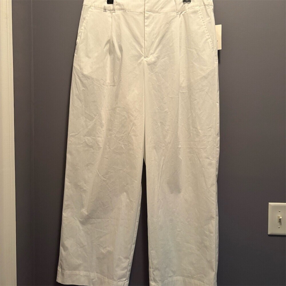 A New Day Pants Womens Size 14 White High Rise Wide Leg Stretch Trousers